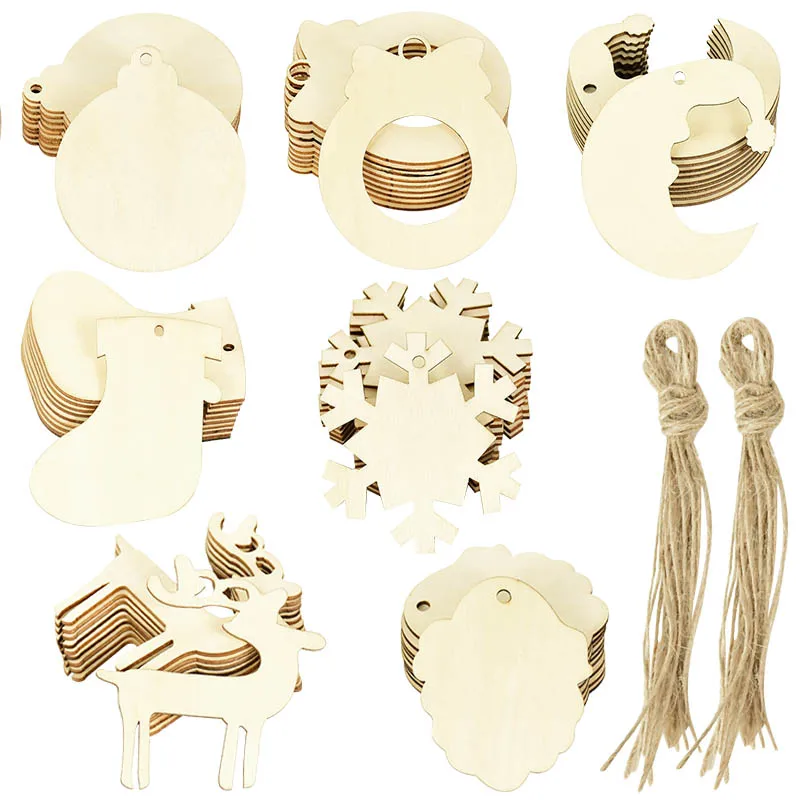 

10Pcs Merry Christmas Wooden Round Baubles Unfinished Wooden Chips Christmas Decorations Art Craft Ornaments DIY New Year Decors
