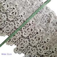 31cm wide new white cotton embroidery flower lace fabric trim ribbon diy sewing water soluble applique collar dress guipure
