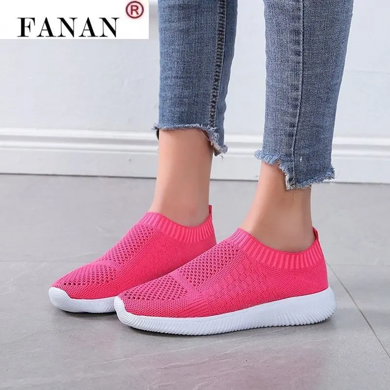 

2021 Foreign Trade Size Women's Shoes Casual Low-side Breathable Knitted Fabric Socks Shoes Lazy Shoes 35-45