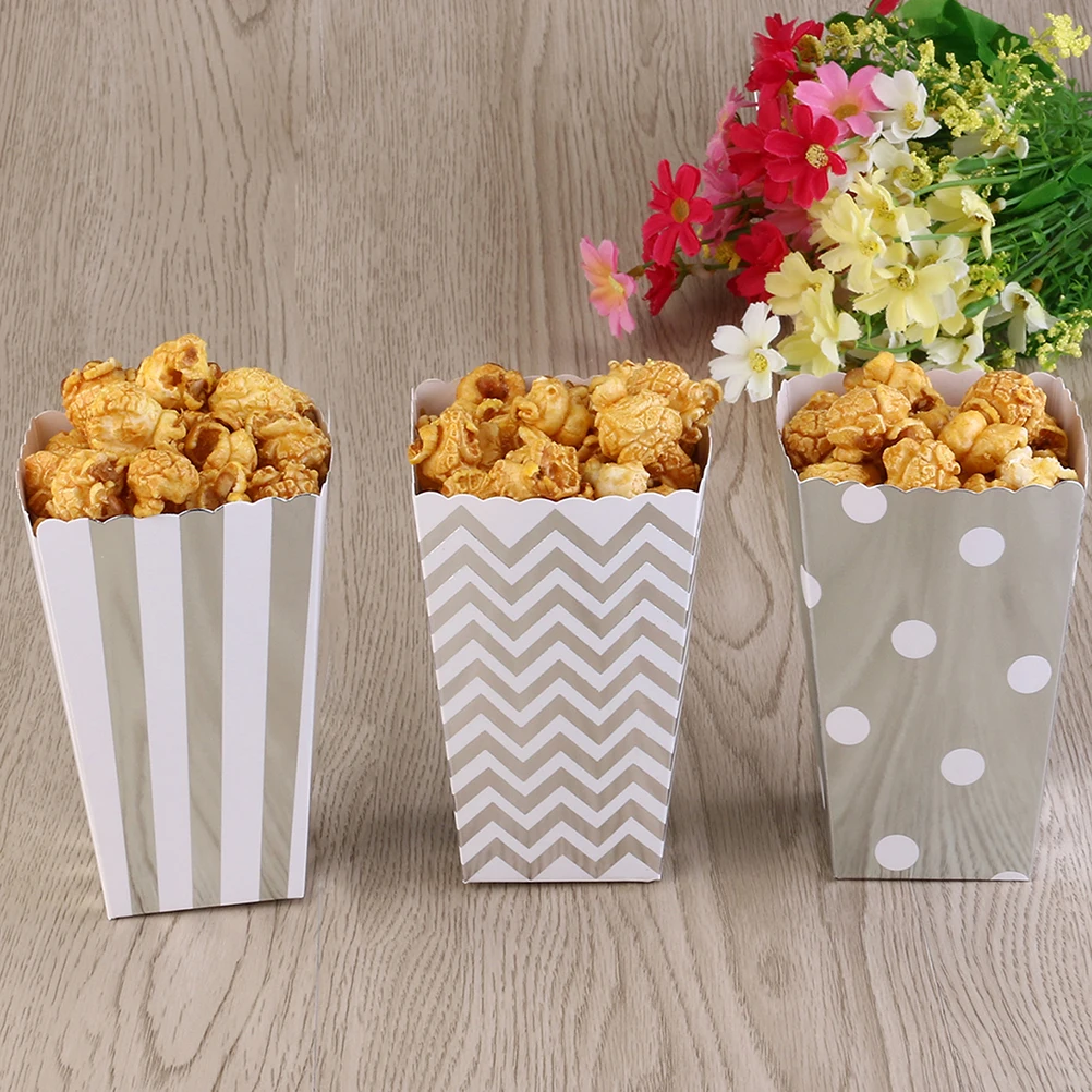 36 шт. Бумага коробки для попкорна сумки контейнер поп коробка для кукурузы партия поддерживает поставки воздушная Кукуруза коробка закуски пищевые контейнеры день рождения, детский душ