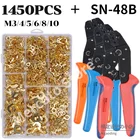 1450 шт. кольцевые наконечники, медные обжимные клеммы, проволочный коннектор, неизолированные соединители для проводов с плоскогубцами в комплекте