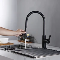 new arrival kitchen faucet swivel with invisible pull out nozzle sprayer gooseneck pull down mixer sink tap in matt black