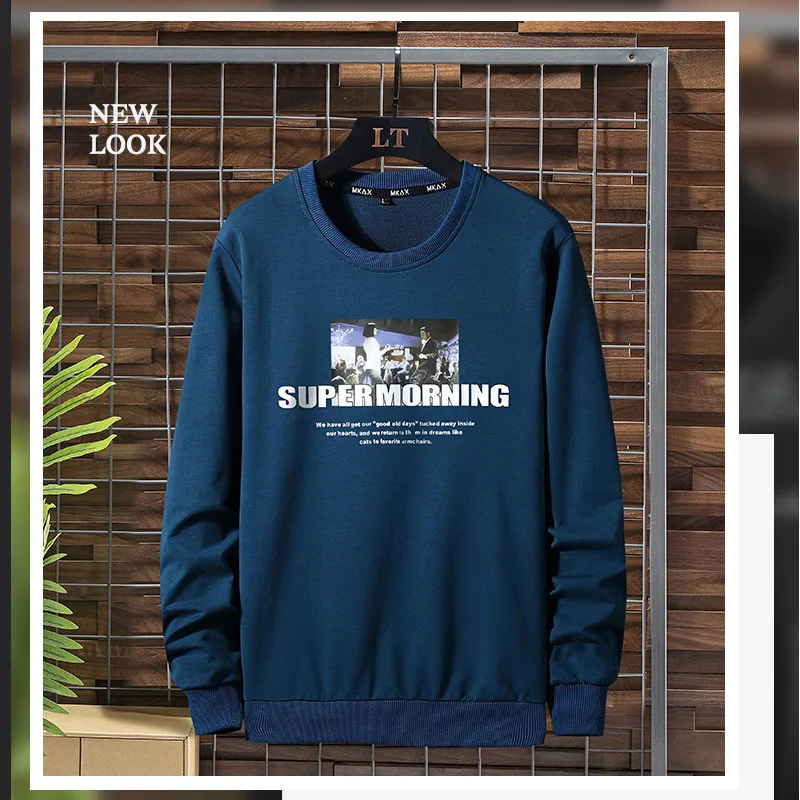 

Spring 2021 new style for young men's fat plus size round neck sweater