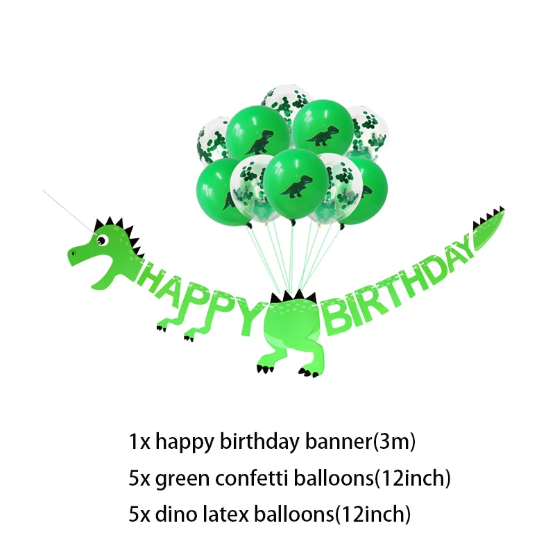 banner balloons kit Реквизит Динозавр для вечеринки динозавр одноразовые пластины чашки шляпа соломинки бумажный шарик гирлянда на день рождения детей, мальчика вечерние украшения - Цвет: banner balloons kit