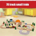 Деревянный Железнодорожный путь, 78 шт., сборная Магнитная железнодорожная станция, магнитный автомобиль, деревянная железная дорога, образовательная игрушка для мальчиков
