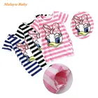 Malayuлетние платья для малышей Новинка 2021 года; Милый хлопковый повседневный костюм в полоску с вышивкой для девочек От 2 до 6 лет Одежда для девочек