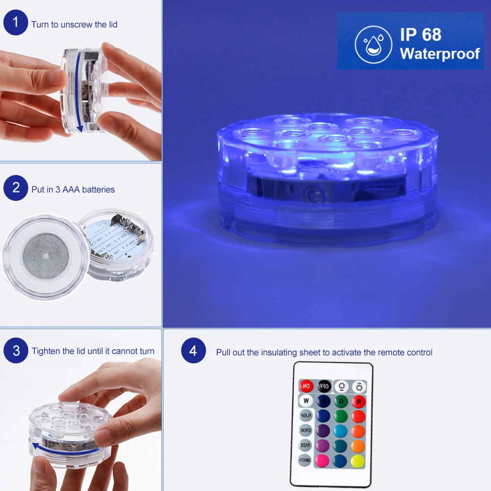 

10 Led Swimming Pool Lights Multi-Function Garden Under Water Lamp Outdoor Aquarium Lighting RGB Submersible Led Lights for Pond