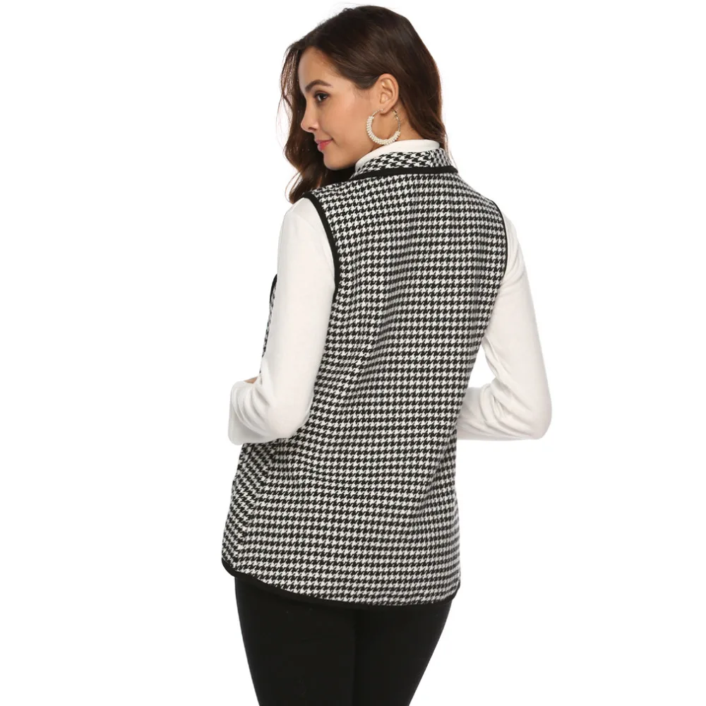 

Plaid Mujer Outwear Casual Brand Feminino Femlae Vest Fashion Women Vest Office Lady With Pocket Sleeveless Coat