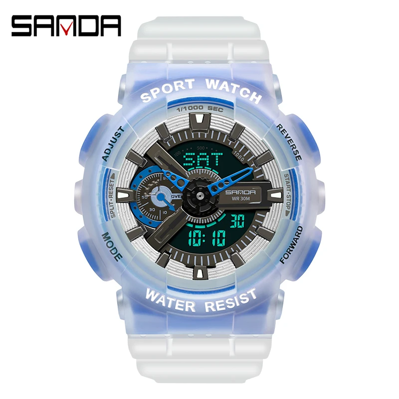 

SNADA New Men's Watch Outdoor Sports Electronic Clock Fashion Fluorescent Dual Display Digital Waterproof Female Quartz Watches