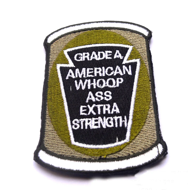Funny  Military patch Can of  Grade A American Whoop ass  embroidered  US army patches with hook Tactical for  backpack coat