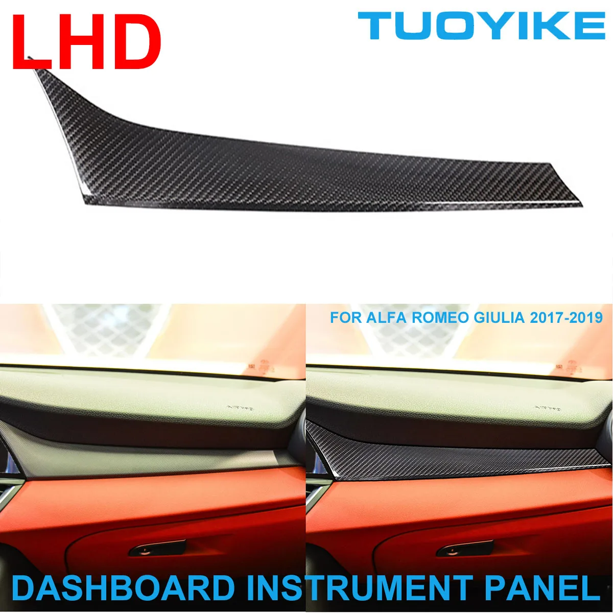 

LHD Car Styling Real Carbon Fiber Console Dashboard Instrument Passenger Decorative Panel Trim For Alfa Romeo Giulia 2017-19