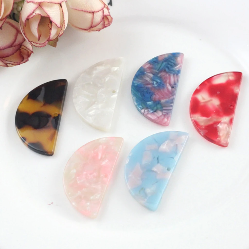 

4pcs Half Circle Shape Mixed Color Acetate Acrylic DIY Earring Loose Beads