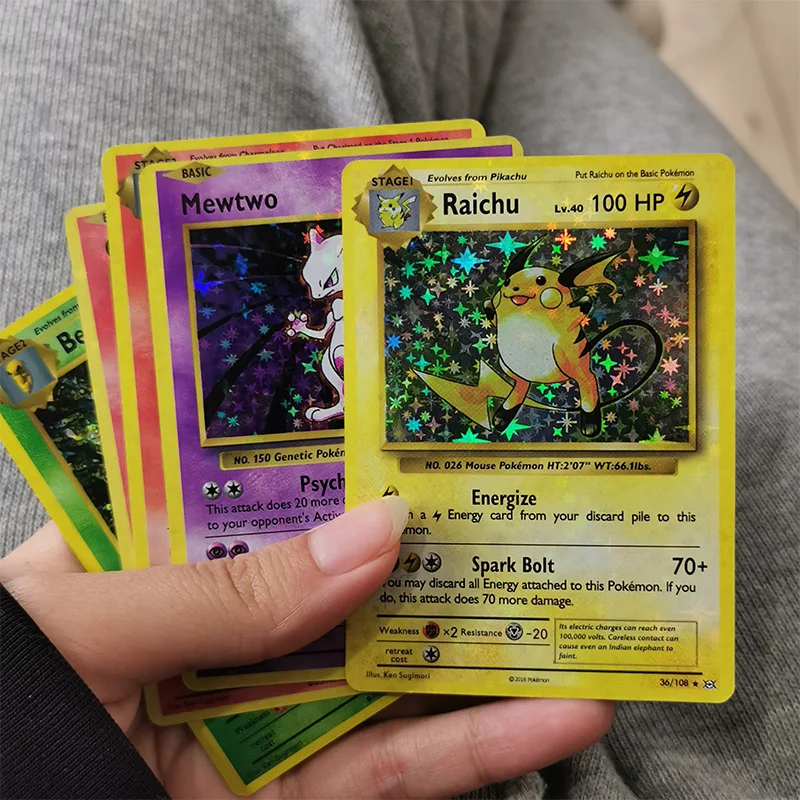 60PCS/SET Charizard Mewtwo Pokemon Cards Flash First Edition Basic Trainer English Generation Game Collection Gift | Игрушки и хобби
