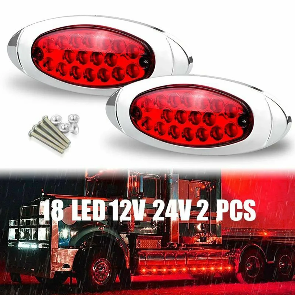 

12V/24V LED Light ABS Clearance Lamp Oval Red Side Marker Lights Truck