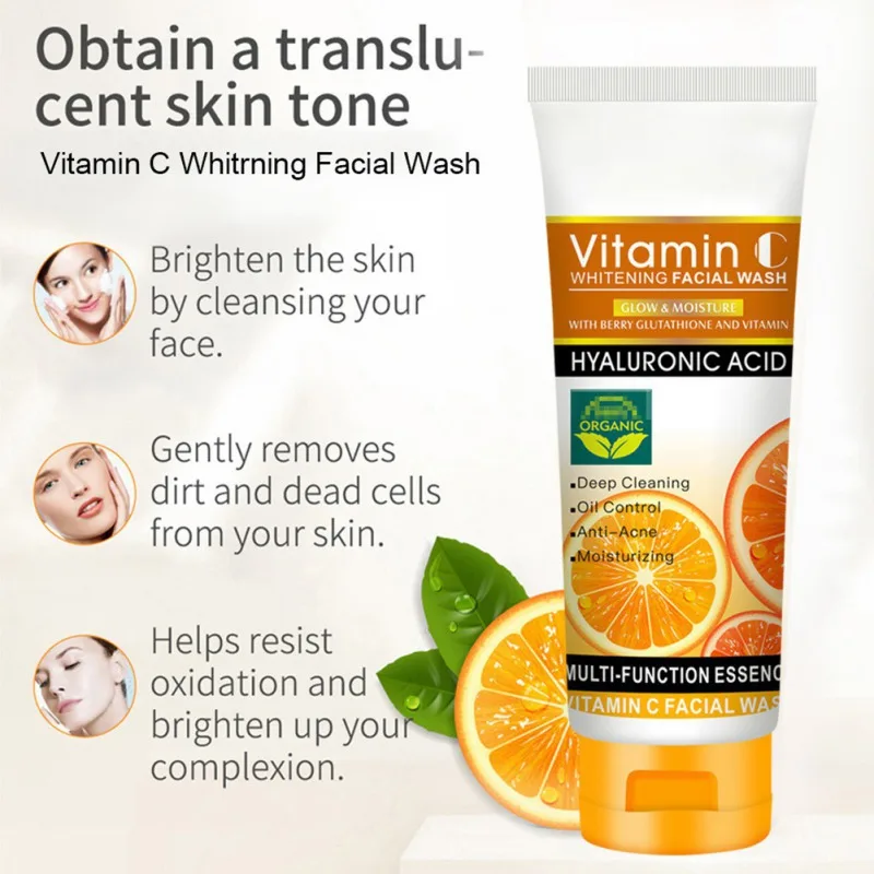 

100g Vitamin C Cleanser Facial Deep Repair Oil Control Moisturizing VC Cleanser Cleansing Skin Care Convenient