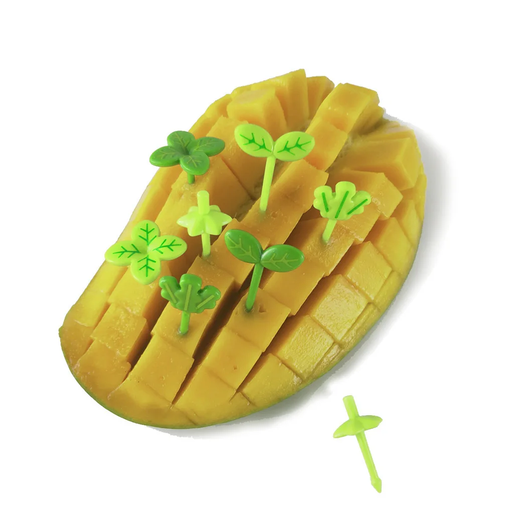 

8pcs Fruit Fork Toothpick Leaves Plastic Decoration Lunch Box Bento Accessories Small Salad Tiny Fork Mini Cake Picks For Kids