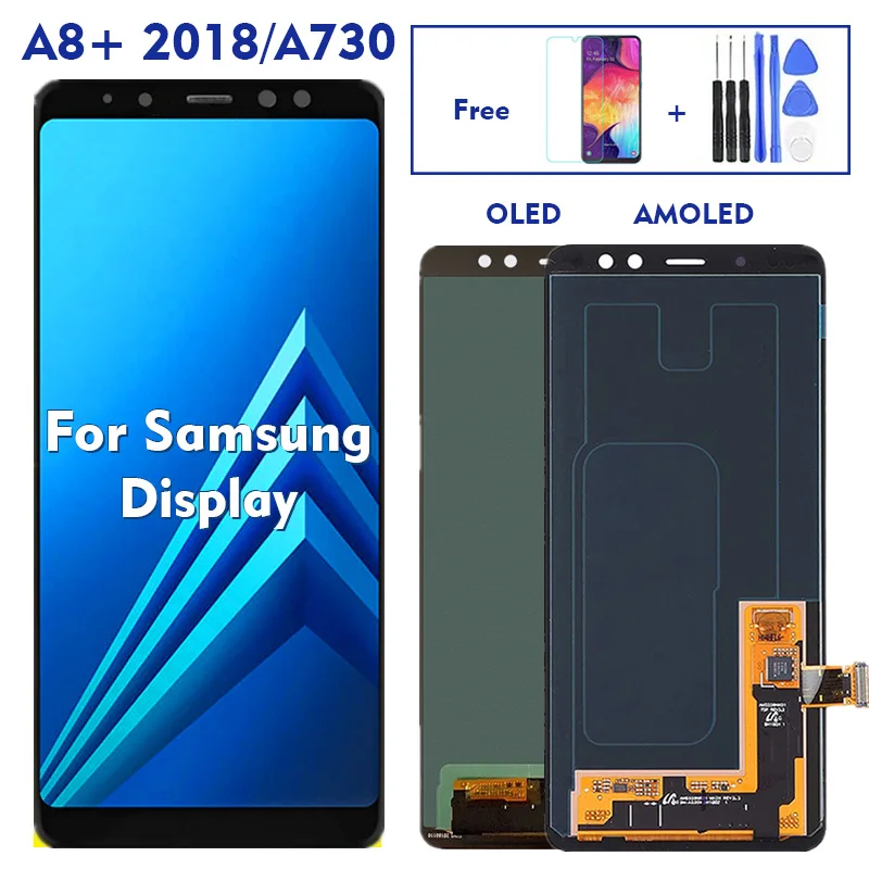 

A730 Original Super Amoled For Samsung Galaxy A8+ 2018 SM A730F DS LCD Display Touch Screen Digitizer Assembly TFT-Incell OLED