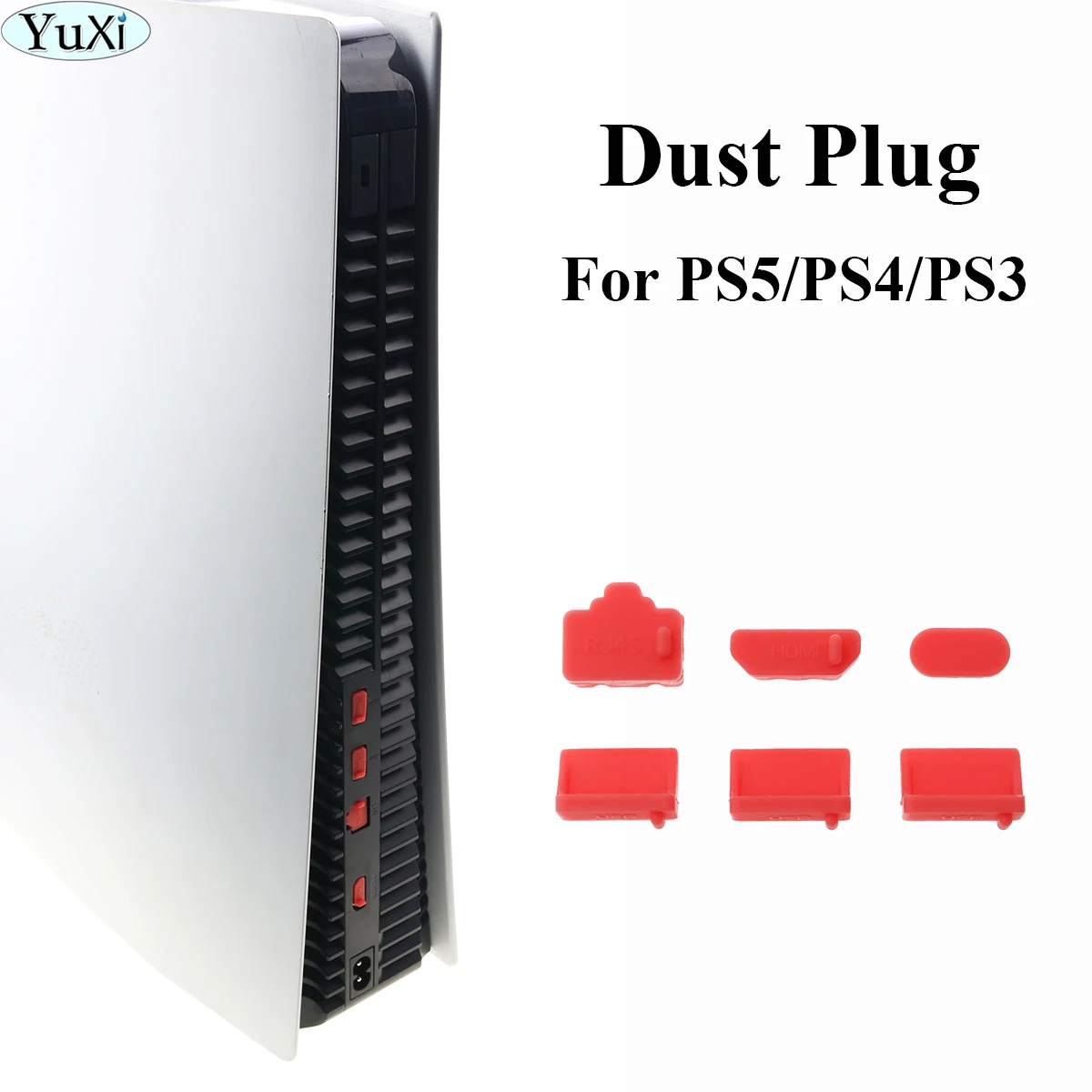 

YuXi Silicone Dust Plugs Set for PS5 PS4 PS3 Game Console USB HDM Interface Anti-dust Cover Dustproof Plug Accessories Parts