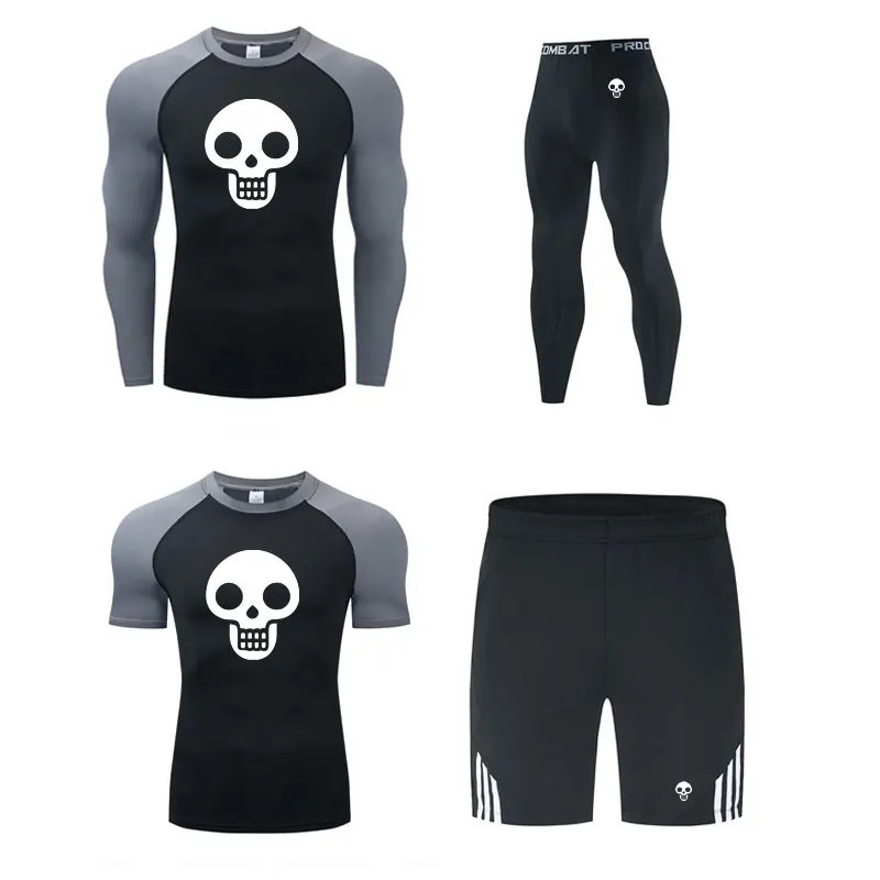 

Men's Running Set Gym Legging Thermal Underwear Spartan Compression Fitness MMA Rashguard Male Quick-Drying Tights Track Suit