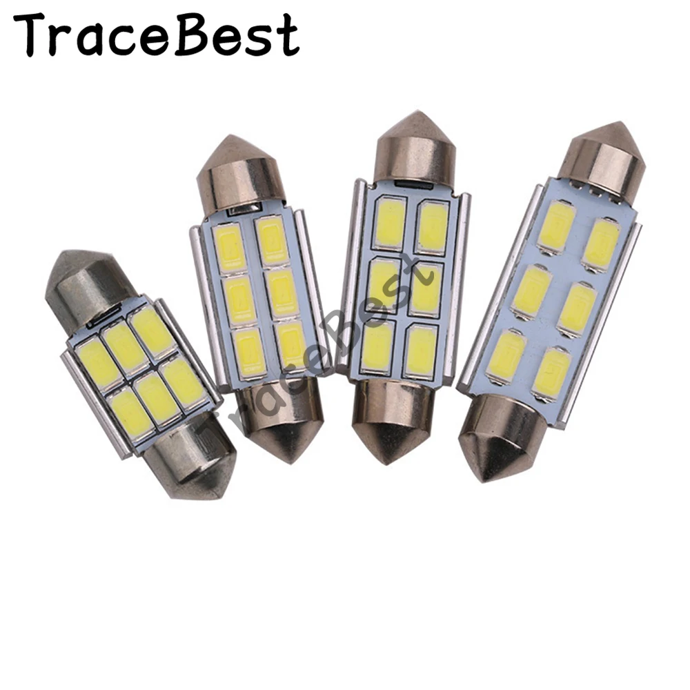 4 шт. светодиодные лампы для внутреннего освещения 31 36 39 41 мм 5730 6SMD DE3423 DE3425 C5W