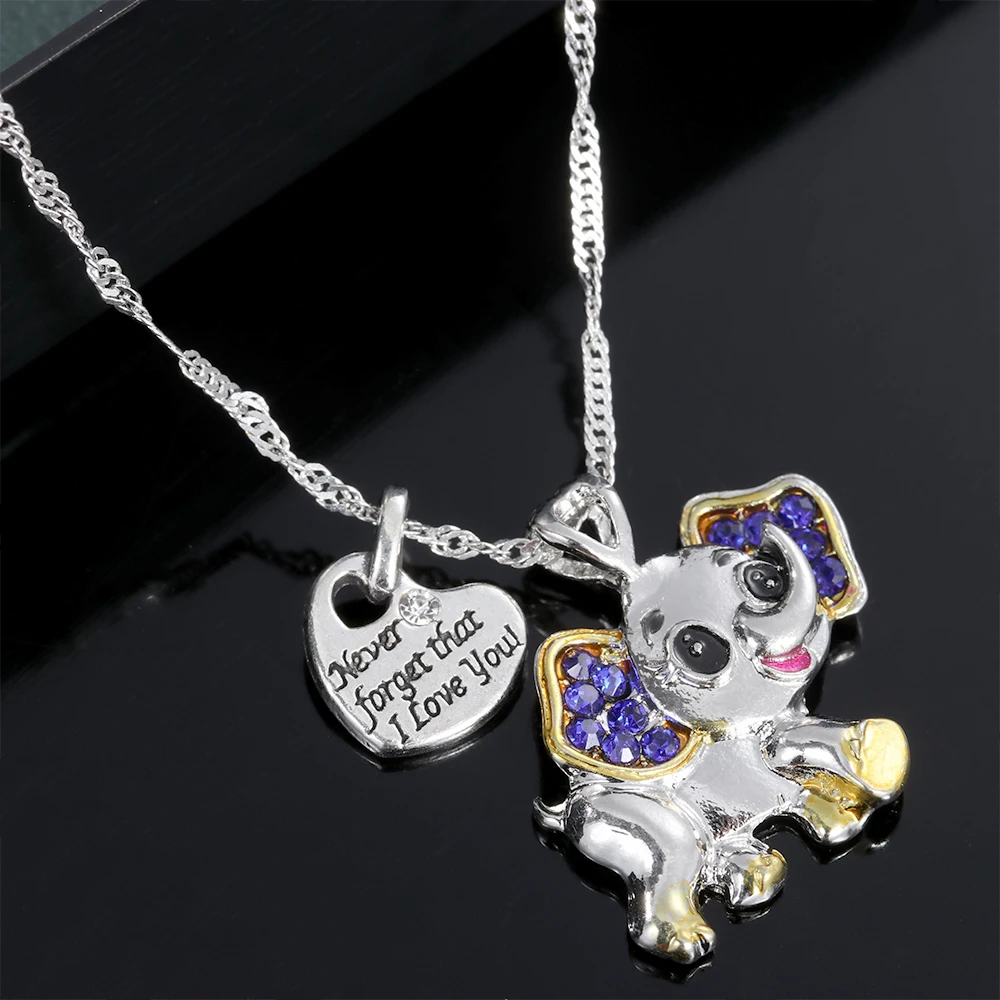 1Pc Cute Elephant Shape Women's Pendant Necklace Never Forget I Love You Lettering Lovers Anniversary Gifts | Украшения и