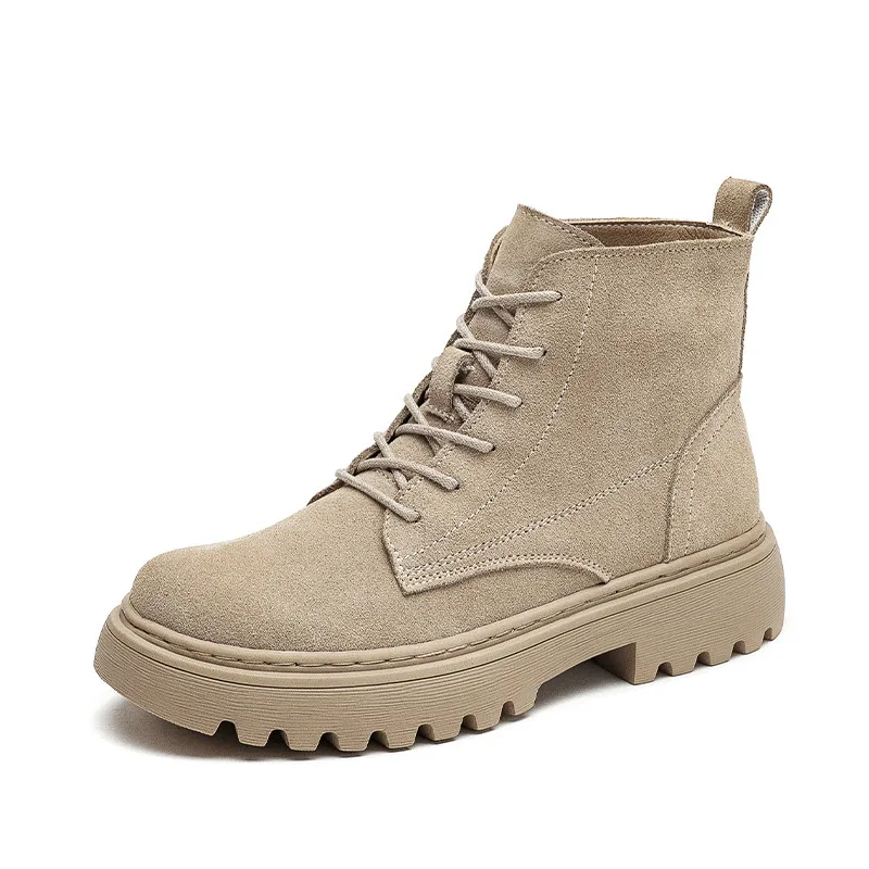 

Женские замшевые ботильоны на платформе, короткие ботинки на плоской подошве, сезон осень-зима, 20020