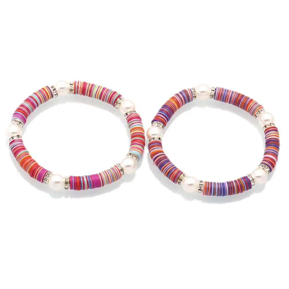 Разноцветные африканские виниловые диски в стиле бохо растягивающийся браслет