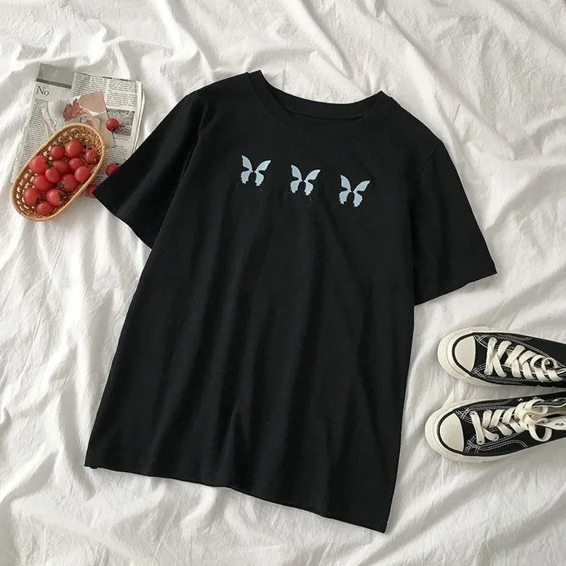 Женские комплекты топы с коротким рукавом клетчатые юбки вышивкой бабочки для