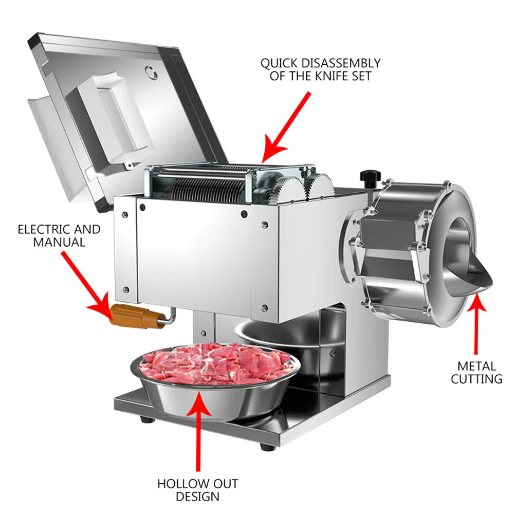 

Electric Meat Slicer Household Stainless Steel Meat Grinder Commercial Automatic Fish Cutter Fillet Shredded Vegetable Cutter