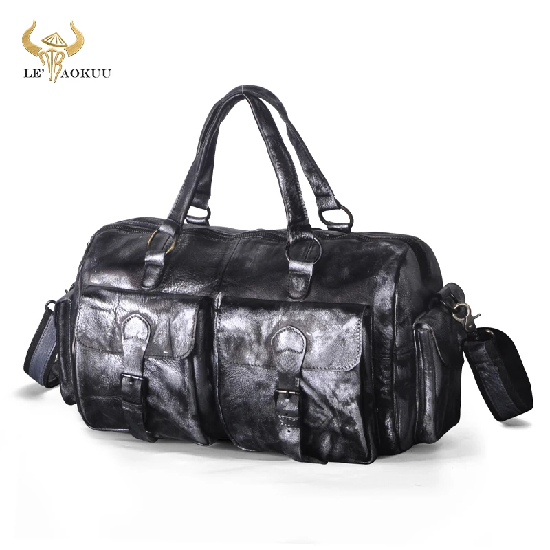 Real Grain Leather Large Big Designer Travel Briefcase Portfolio For Men Male Organizer Tote Laptop Shoulder Messenger Bag 1097