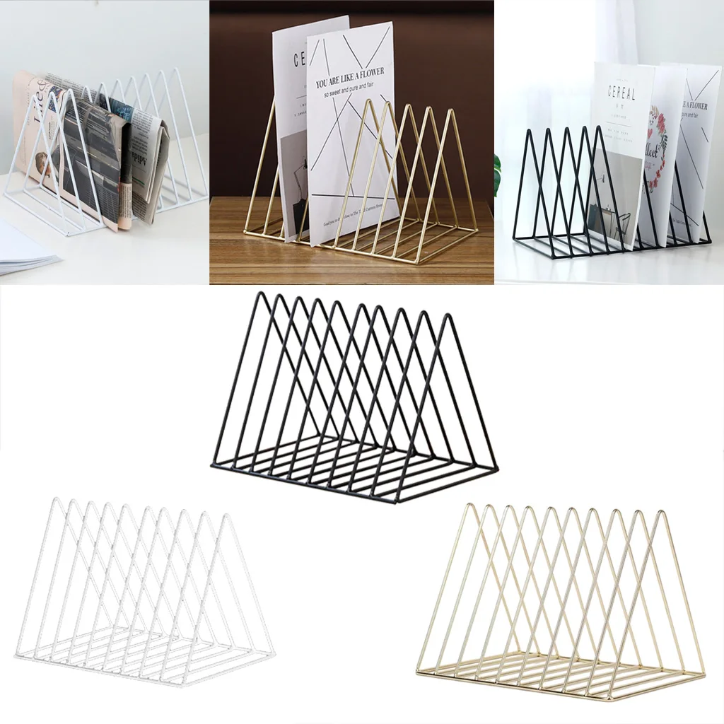 Metal Desk Book Holder Modern Minimalist Bookshelf Magazine Newspapers Storage For Home Office |