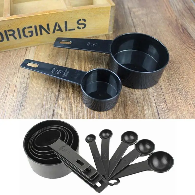 

10Pcs/set Black Plastic Measuring Cup Measuring Spoon Tool Kitchen Weighing Cooking Set Tool Baking Tool Measuring S7S4