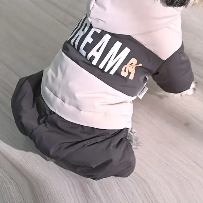 

Зимняя теплая зимняя одежда для домашних животных с капюшоном, утепленная одежда для домашних животных, костюм шнауцера, одежда для кошек и ...