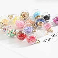 15mm 10pcs colorful transparent glass ball star charms pendant for necklace diy women making jewelry accessories