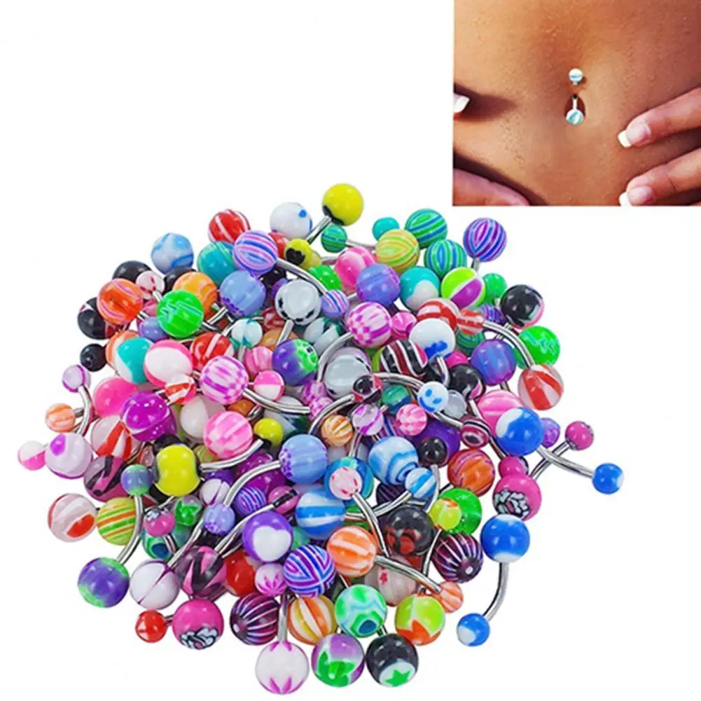

30 Pcs/set Colorful Sexy Belly Bars Body Piercing Button Ring Navel Barbell Jewerly Lip Piercing Unisex Fashion Jewelry 2021 New