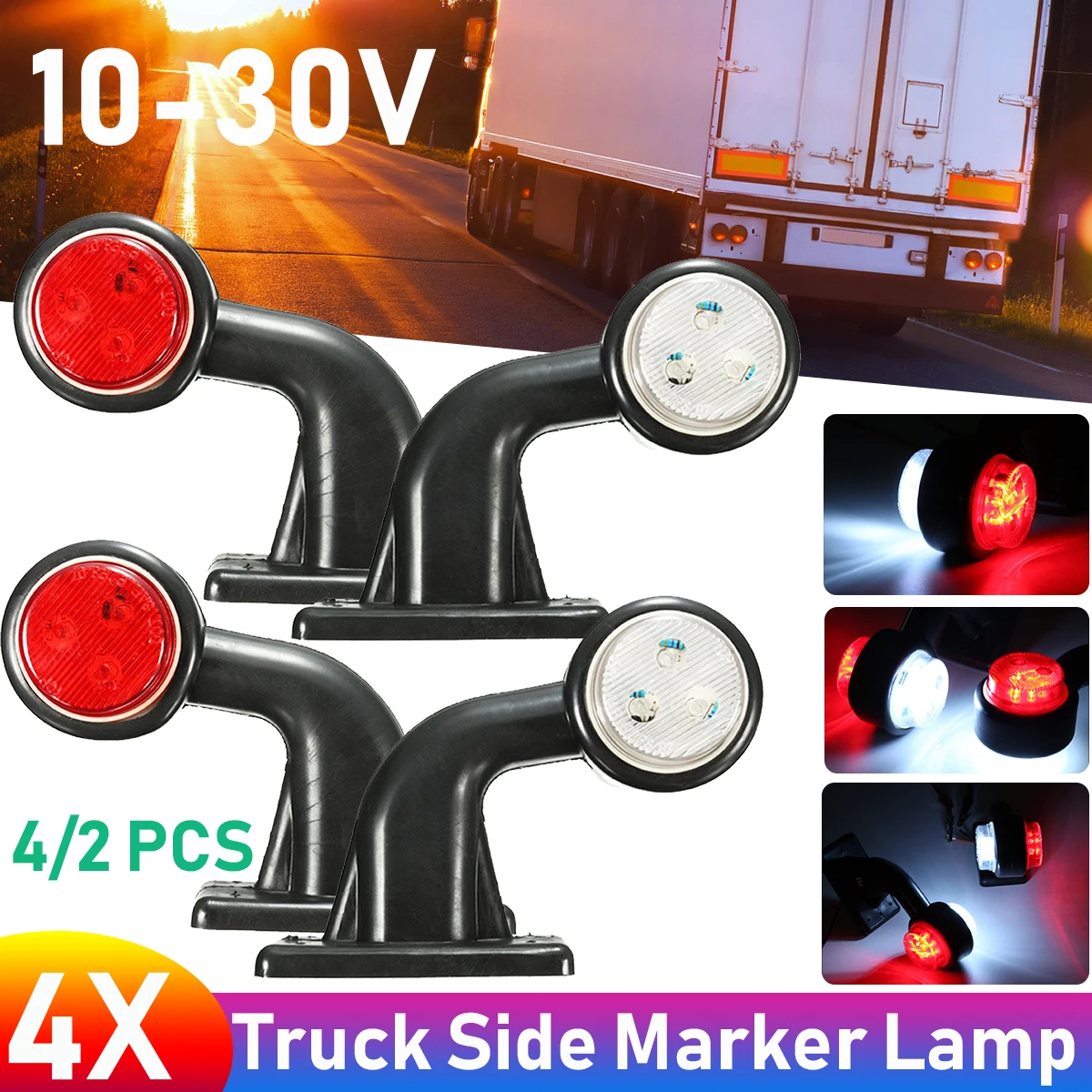 

4/2 шт. 10-30 в красный и белый автомобиль авто Боковой габаритный фонарь светодиодный автомобильный индикатор светильник для грузовой автомоб...