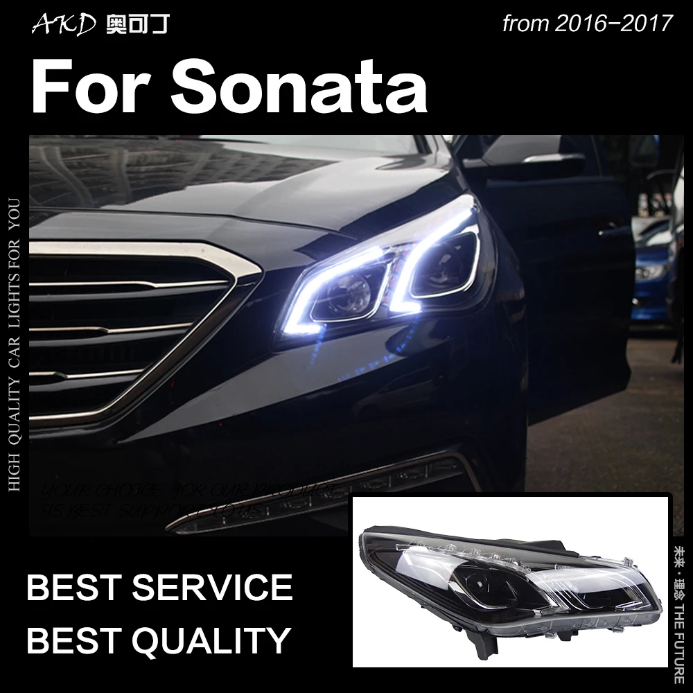 AKD автостайлинг фара для Hyundai Sonata фары 2016 2017 новая светодиодный ная DRL Hid