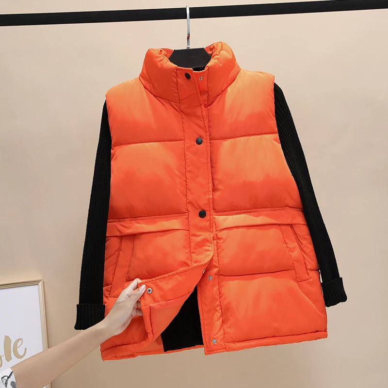 Осенне-зимний женский однотонный Свободный жилет с кулиской и