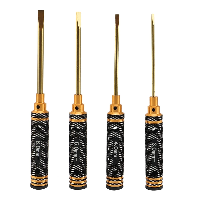 

HOT-One Word Driver 4PCS Sets Turn Screw Aeromodelling Tool Different Size Durable 3-4-5-6mm -Out Steel Screwdriver