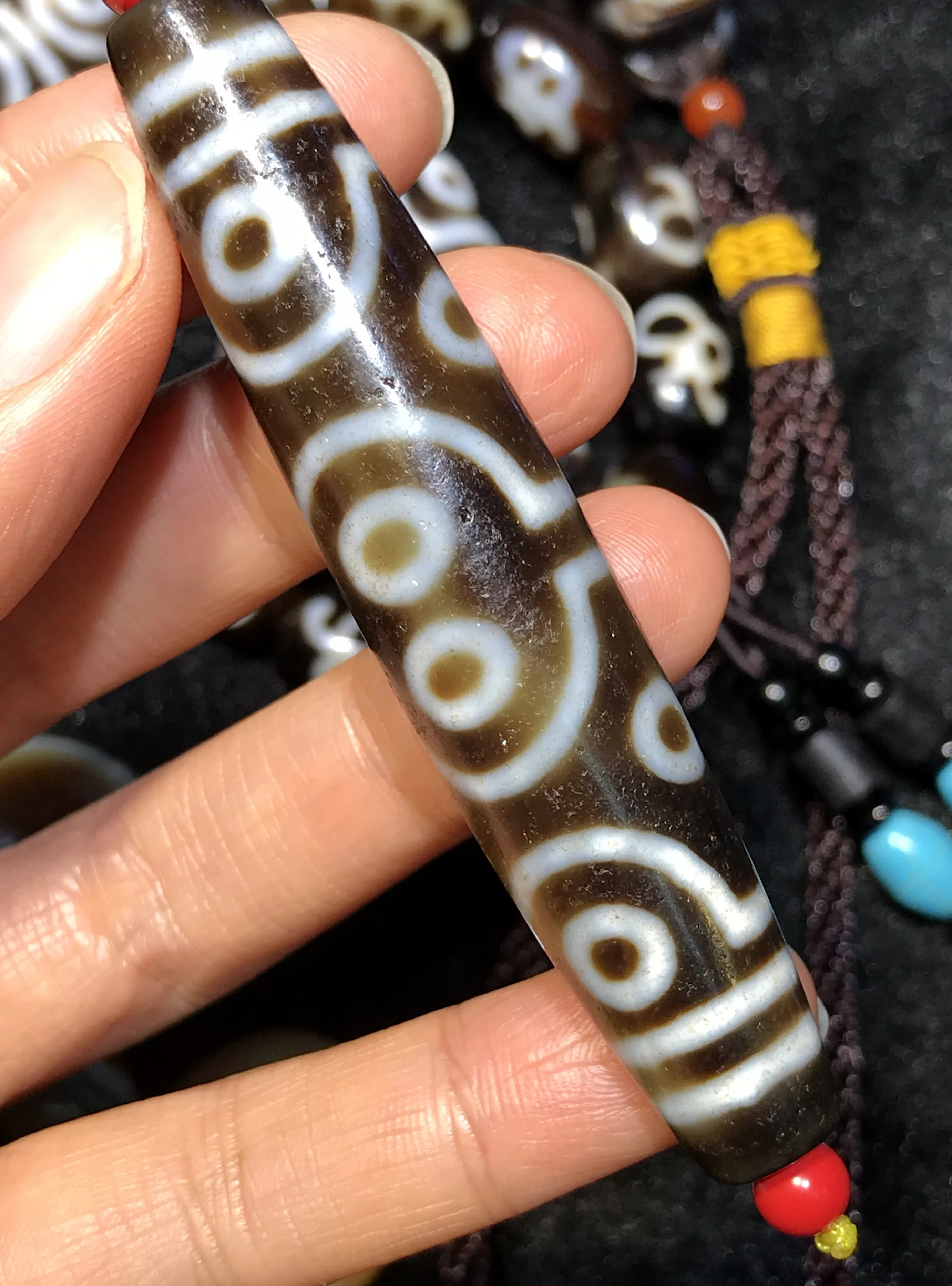 Energy Magic Tibetan old 12 Eye Long dZi Bead Totem Amulet 78MM | Украшения и аксессуары