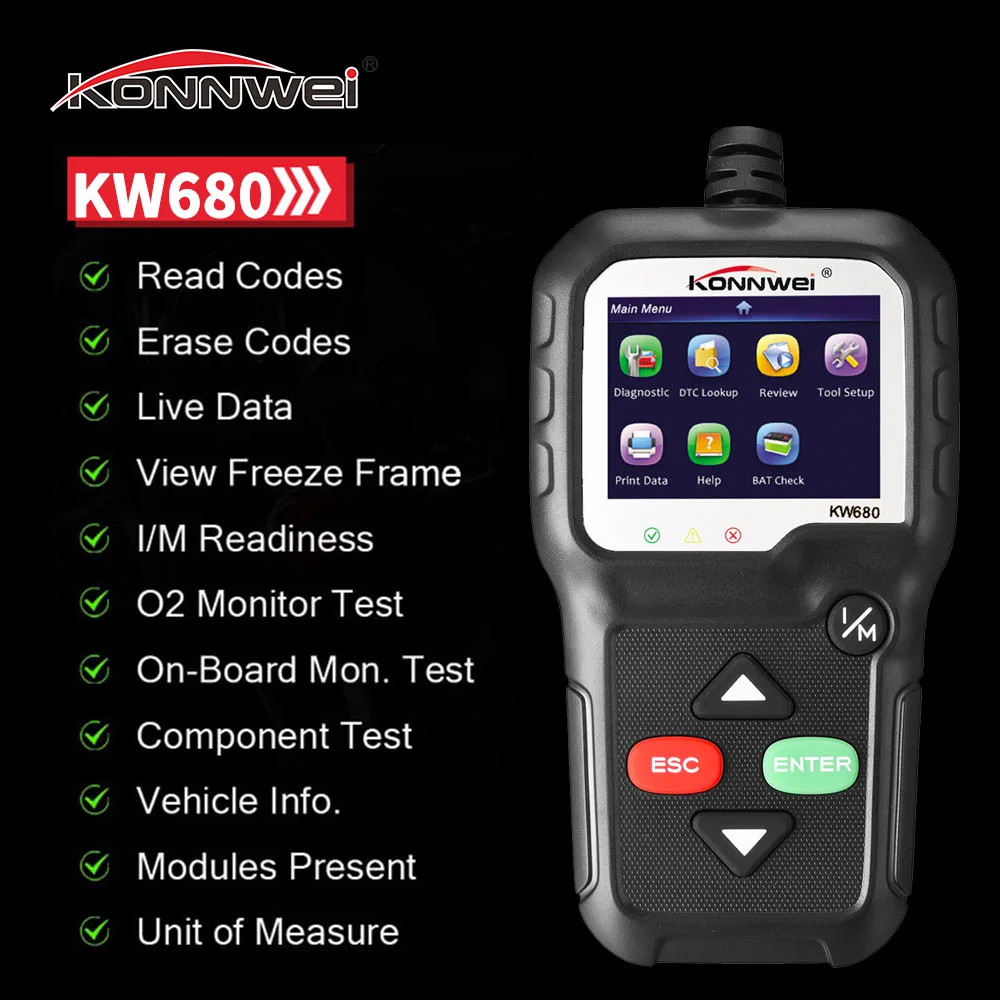 Новинка считыватель кодов KW680 OBD2 Автомобильный сканер неисправности двигателя