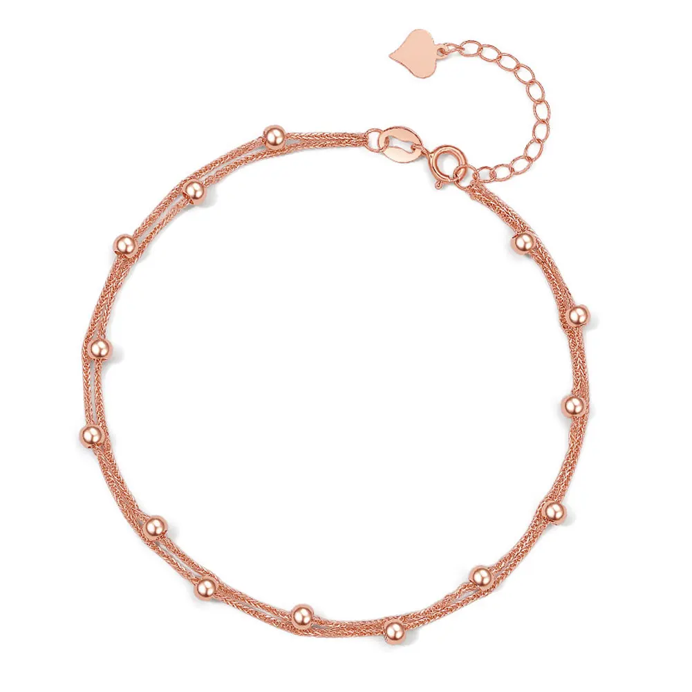 

Solid 18k Gold Link bracelet for Women Real Gold, Dainty Cute Tiny Bead Thin Italian Adjustable Chain Gift for Her, 6.1 to 7.3 "