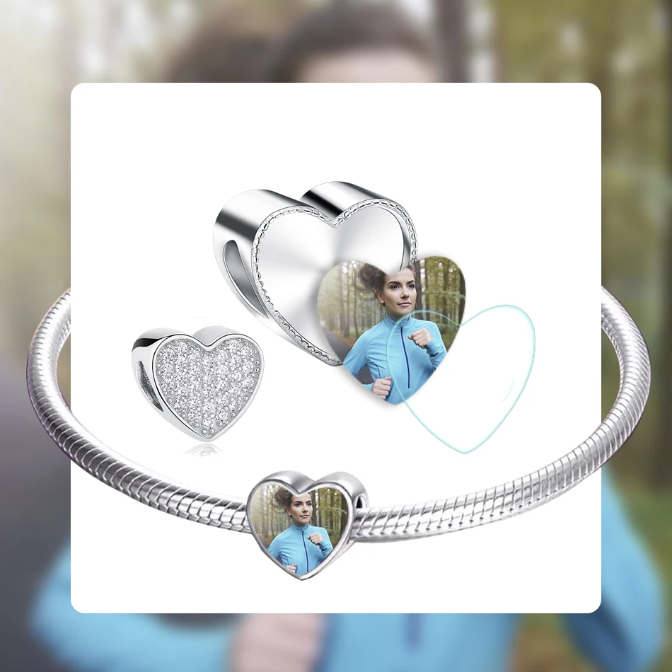 Настоящие бусины шармы из серебра 925 пробы с фото на заказ подходят для