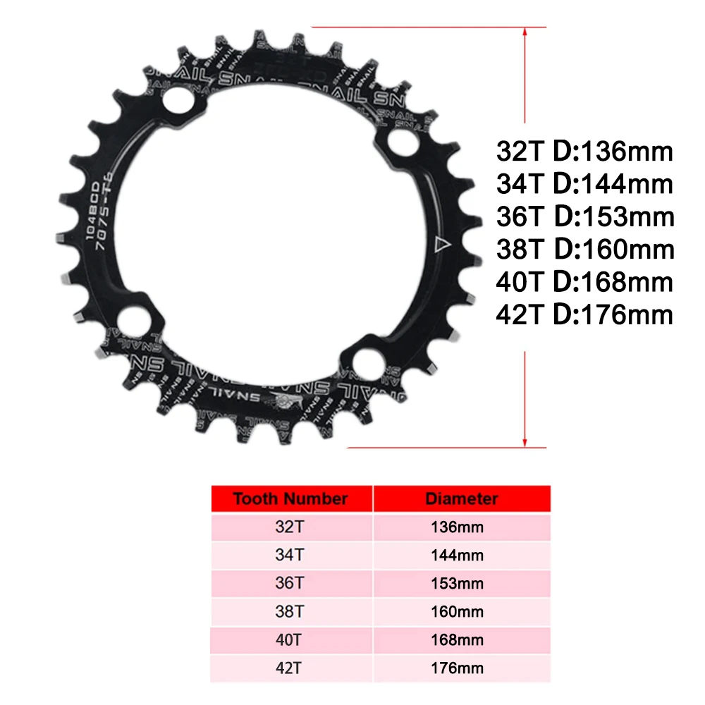 104BCD круглая узкая широкая Звездочка для горного велосипеда 32T/34T/36T/38T/40T/42T детали