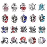 2pcslot new arrival fashion jewelry gift making diy crystal anmial charms beads fits brand bracelets for women kids