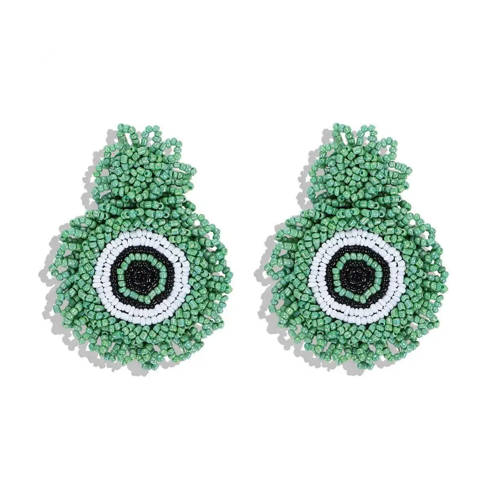 green 24 Girlgo Горячие Za Зеленые Бусины Висячие серьги для женщин модные ювелирные изделия этнический бисер эффектные пальчиковые Серьги Висячие Brincos Ювелирные Изделия - Окраска металла: green 24