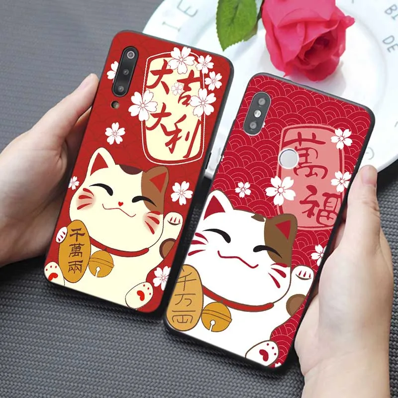 Кот приносящий удачу для samsung galaxy a50 a70 a30 a40 a20 s8 s9 s10 плюс мягкий силиконовый чехол