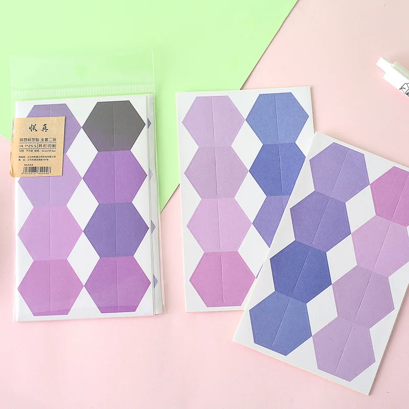 48 шт/2 листа цветной шестигранный индекс липкие Примечания блокнот аксессуары