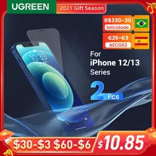 UGREEN 2PCS Full Cover Phone Screen Protector for iPhone 13 12 Pro Max Tempered Protective Glass for iPhone XR Screen Protector