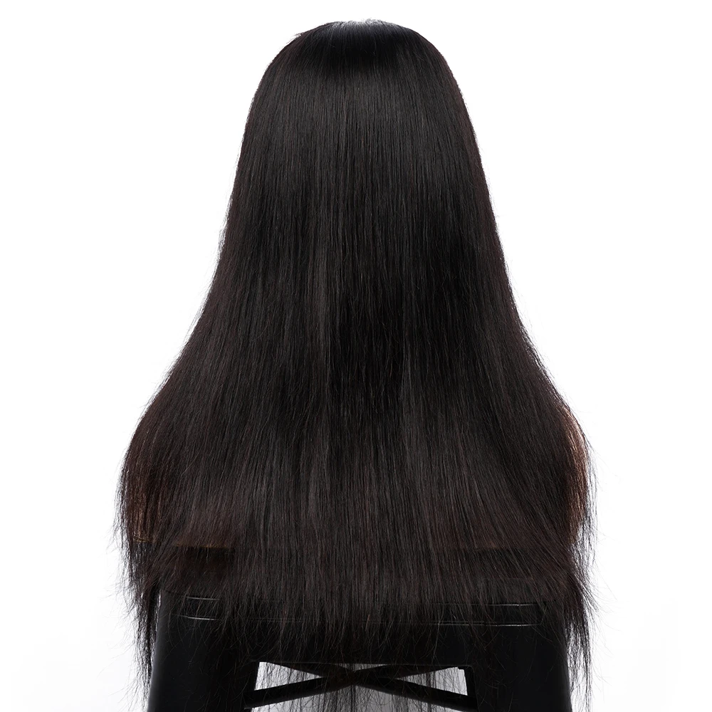 Прямые передние парики из человеческих волос на сетке предварительно выщипанная